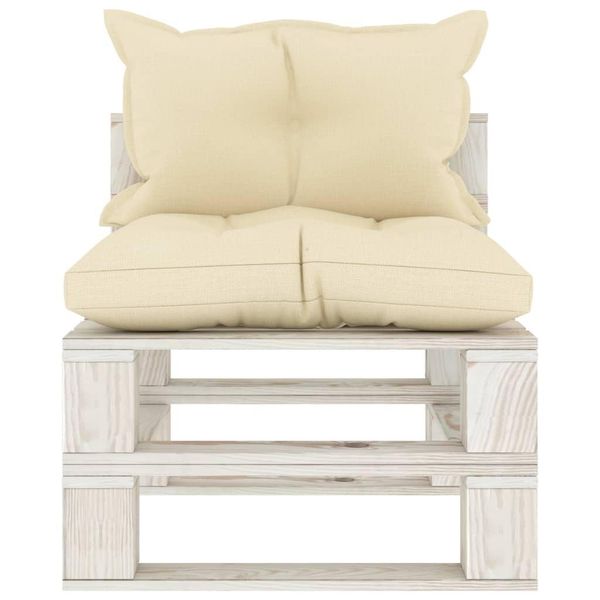 Syfax™ Divano Centrale Da Giardino Pallet Con Cuscini Crema In Legno-image