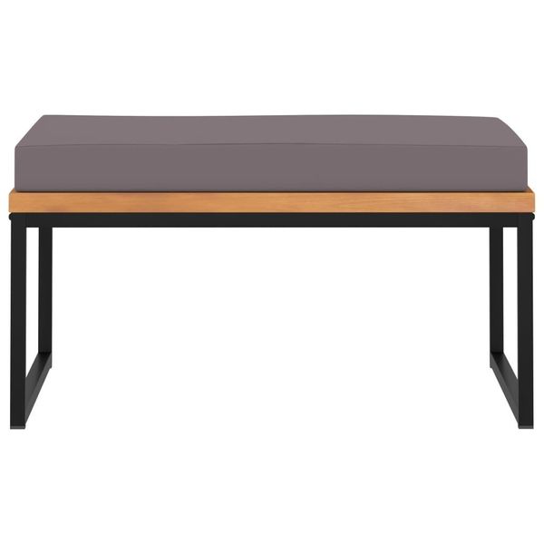 Poggiapiedi Con Supporto 66×66×36 Cm In Legno Massiccio Di Acacia Grigio Scuro-image