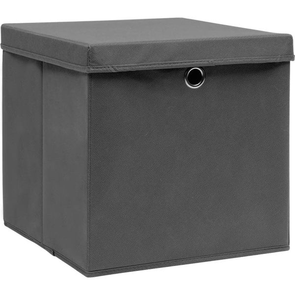 Vidaxl Scatole Portaoggetti Con Coperchio 4 Pz. Tessuto Grigio 32X32X32 Cm-image