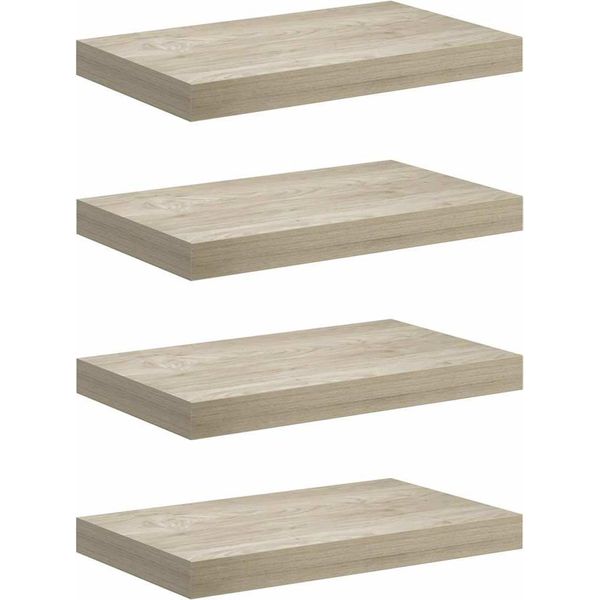Vidaxl Mensole Galleggianti A Parete 4 Pz. Mdf Color Rovere 40X23X3,8Cm-image