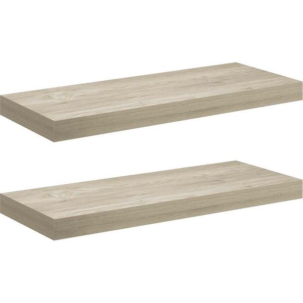 Vidaxl Mensole Galleggianti A Parete 2 Pz. Mdf Color Rovere 60X23,5X3,8Cm-image