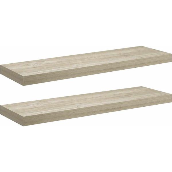 Vidaxl Mensole Galleggianti 2 Pz. Mdf Effetto Rovere 80X23,5X3,8 Cm-image