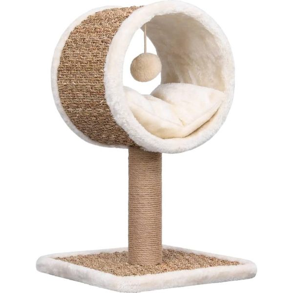 Vidaxl Tiragraffi Per Gatti Con Tunnel E Giocattolo 56 Cm In Erba Di Mare-image