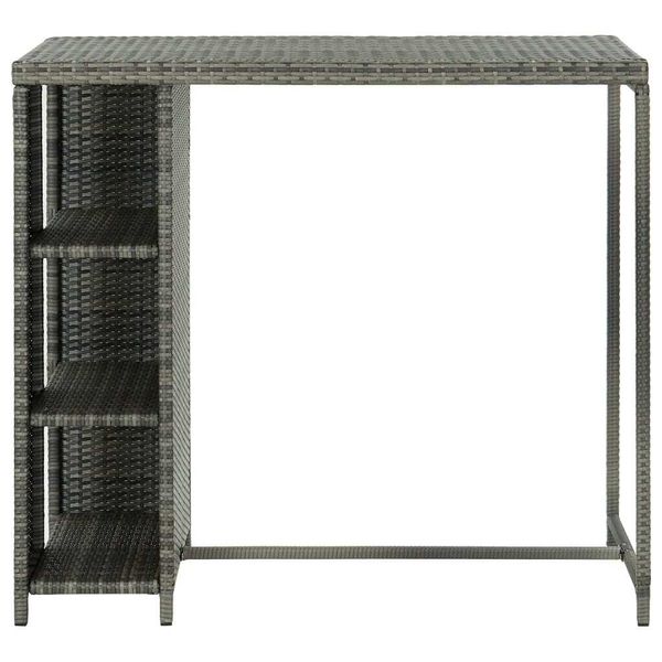 Vidaxl Tavolo Da Bar Con Ripiano Grigio 120X60X110 Cm In Poly Rattan-image