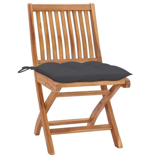Vidaxl Sedie Da Giardino 2 Pezzi Con Cuscini Antracite Legno Massiccio Teak-image
