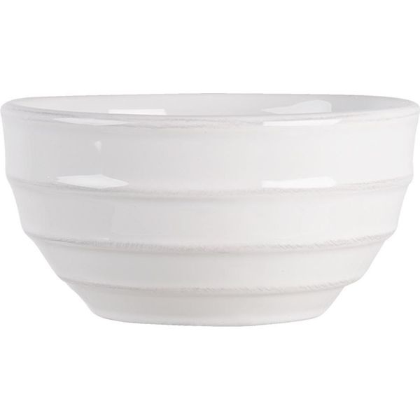 Zuppiera Clayre & Eef 500 Ml In Vetroceramica Bianca A Righe-image