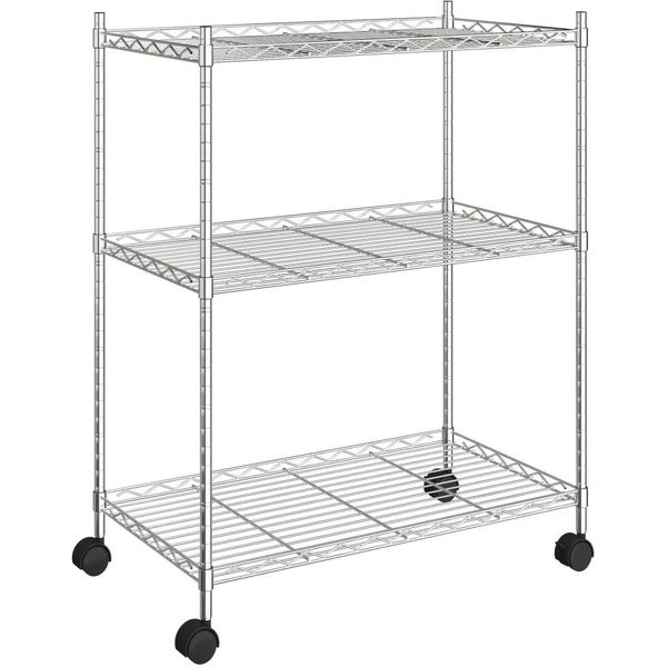 Vidaxl Portaoggetti A 3 Ripiani Con Rotelle 60X35X81 Cm Cromato 150 Kg-image