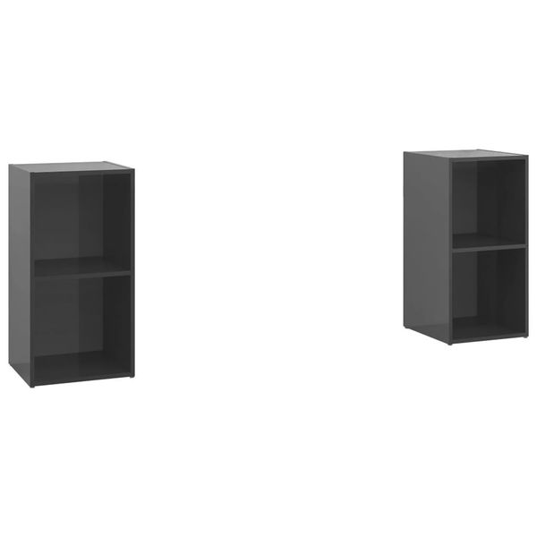 Vidaxl Mobili Tv 2 Pz. Grigio Lucido 72X35X36,5 Cm Materiale A Base Di Legno-image