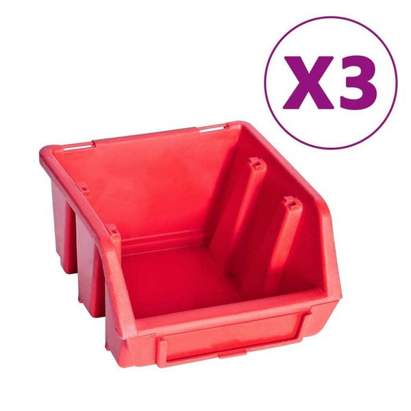 Vidaxl Set Di Contenitori Per Minuteria Da 34 Pezzi Con Piastre A Muro Rosso Nero-image