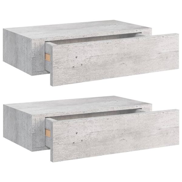 Vidaxl Mensole A Muro Con Cassetti 2 Pz. Grigio Cemento 40X23,5X10 Cm Mdf-image