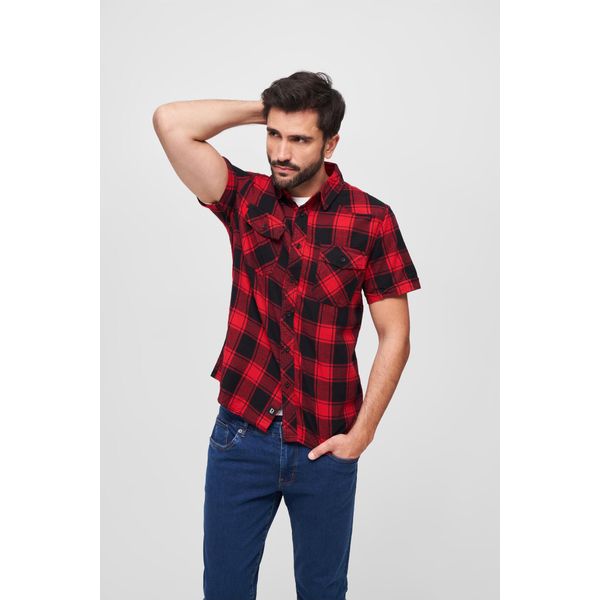 Brandit - Checked Flanell Kurzarm Hemd Rot / Schwarz - S-image