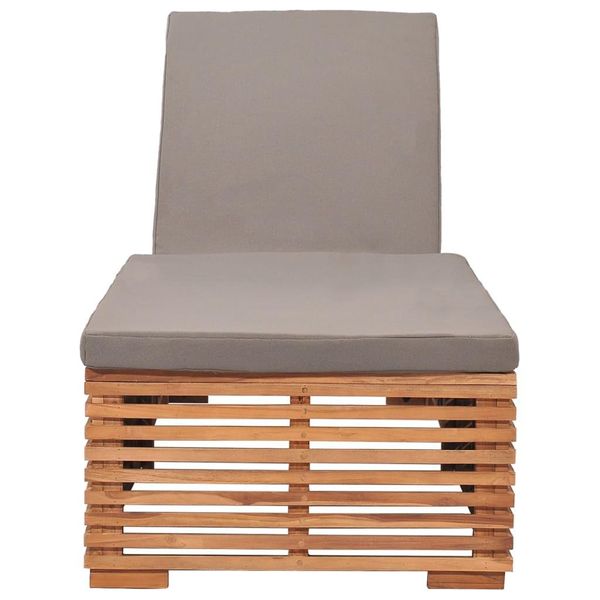 Syfax™ Lettino Prendisole Con Cuscino Grigio Scuro In Legno Di Teak-image