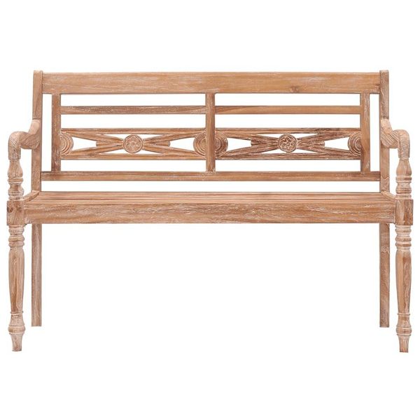Syfax™ Panca Batavia 120 Cm Bianco Slavato In Legno Massello Di Teak-image