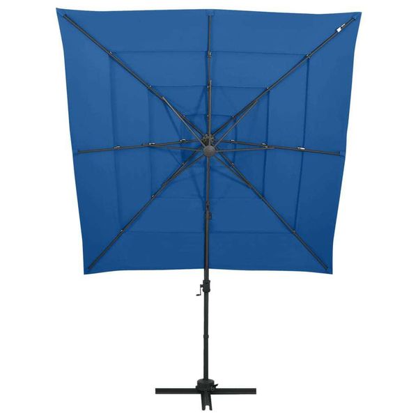 Vidaxl Ombrellone Con Palo In Alluminio A 4 Strati Azzurro 250X250 Cm-image