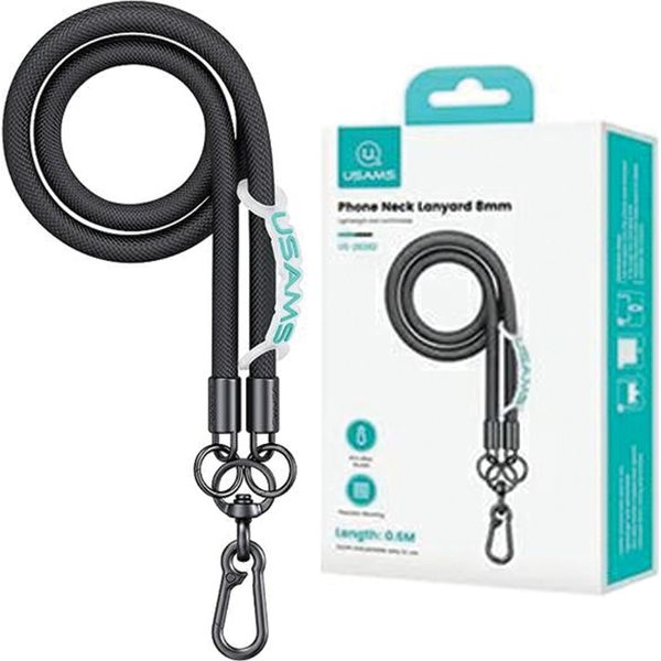 Usams Cordino Universale Per Telefono 1,2 M Nero/Nero Zb282Gs01 (Us-Zb282)-image