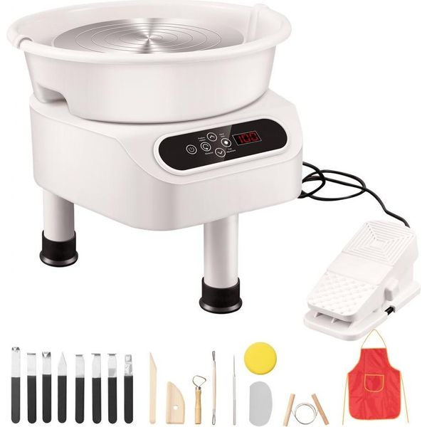 Macchina Per Il Tornio Da Vasaio Per Ceramica - 350W - 25 Cm - Pedale - 3 Piedini Di Appoggio - Ideale Per Principianti E Professionisti-image