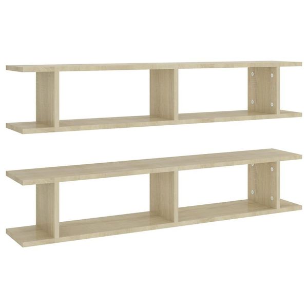 Vidaxl Mensole A Muro 2 Pezzi Rovere Sonoma 105X18X20 Cm Materiale A Base Di Legno-image