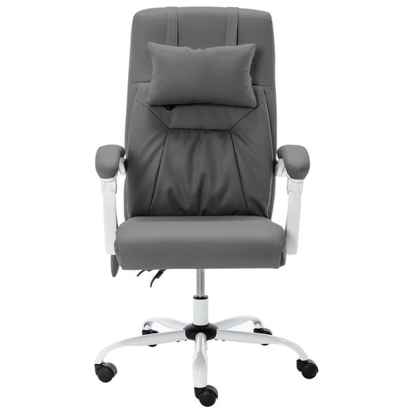 Syfax™ Sedia Massaggiante Da Ufficio Grigia In Pelle Finta-image