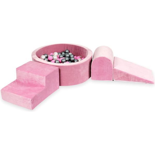 Parco Giochi In Schiuma Con Piscina Rotonda 90X30 Velvet Soft Pink + 200 Palline: Madreperla, Argento, Rosa Cipria-image