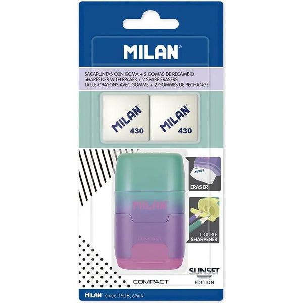 Milano Blister Gomma Con Temperamatite Compatto Sunset+2 Gomme Di Ricambio Trasparente Trasparente Taglia Unica-image