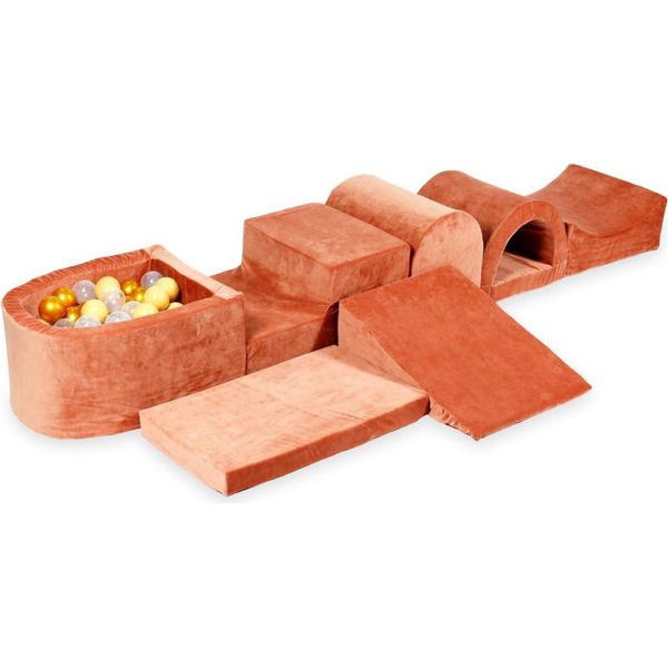 Il Più Grande Parco Giochi In Schiuma Con Pool Micro Velvet Soft Canyon Clay + 100 Palline: Beige, Oro, Trasparente-image