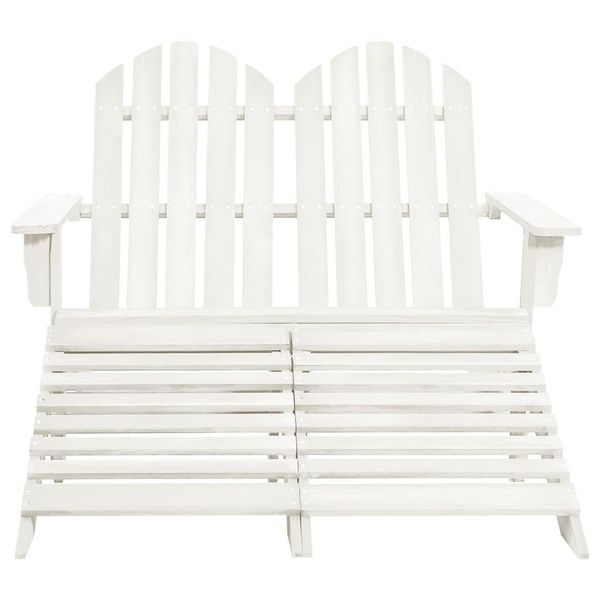 Vidaxl Panca Da Giardino Adirondack A 2 Posti Con Poggiapiedi In Legno Di Abete Bianco-image