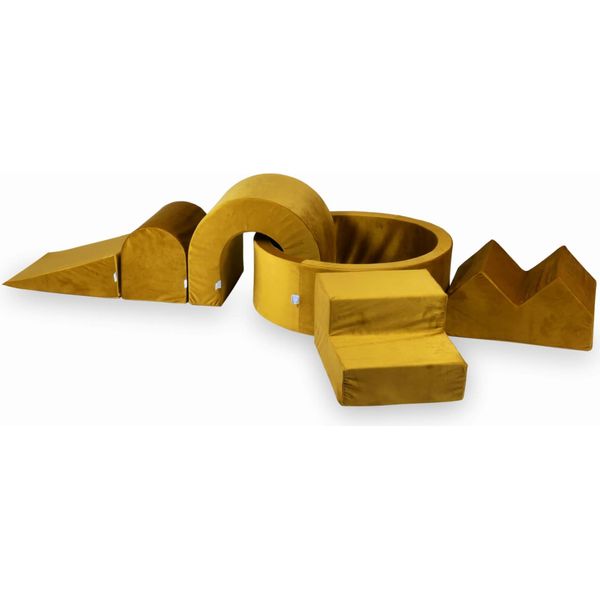 Parco Giochi In Schiuma Con Piscina Rotonda 90X30 Velvet Gold + 5 Elementi Senza Palline-image