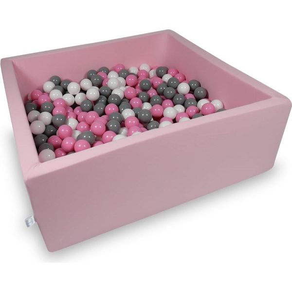 Bacino Di Asciugatura 110X110X40Cm Rosa Cipria Con 600 Palline: Bianco, Grigio, Rosa Cipria-image