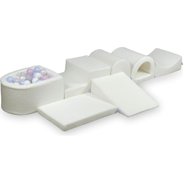 Il Più Grande Parco Giochi In Schiuma Con Piscina In Micro-Bouclé Bianco, 100 Palline: Trasparente, Bianca, Madreperla, Madreperla Rosa Chiaro, Madreperla Azzurra-image