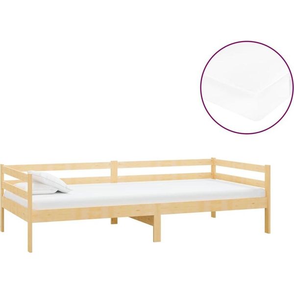 Vidaxl Letto Da Giorno Con Materasso 90X200 Cm In Legno Di Pino Massiccio-image