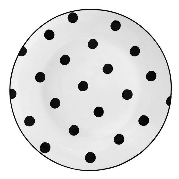 Piatto Da Portata Clayre & Eef Ø 26 Cm In Porcellana Bianca E Nera A Pois-image