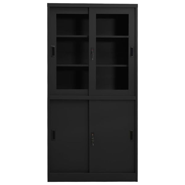 Vidaxl Armadio Per Ufficio Con Porta Scorrevole Antracite 90X40X180 Cm Acciaio-image