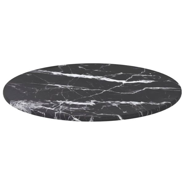 Syfax™ Piano Per Tavolo Nero Ø30X0,8 Cm Vetro Temperato Design Marmo-image