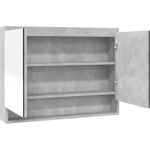 Syfax™ Armadietto Bagno Con Specchio 80X15X60 Cm In Mdf Grigio Cemento-image