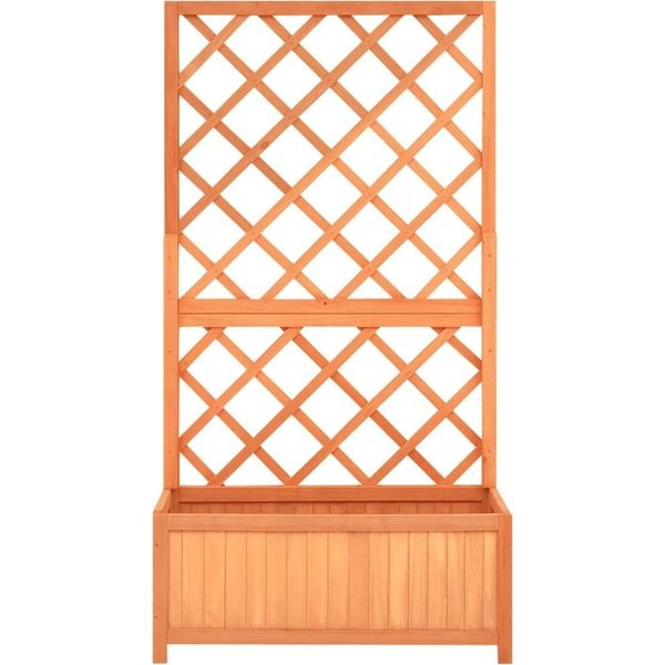 Vidaxl Traliccio Da Giardino Con Fioriera Marrone 70X30X135 Cm In Legno Di Abete-image