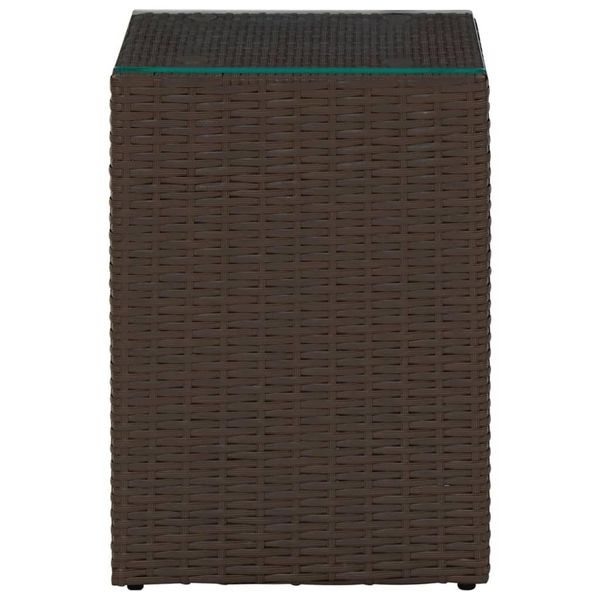 Syfax™ Tavolino Servizio Piano In Vetro Marrone 35X35X52 Cm Polyrattan-image