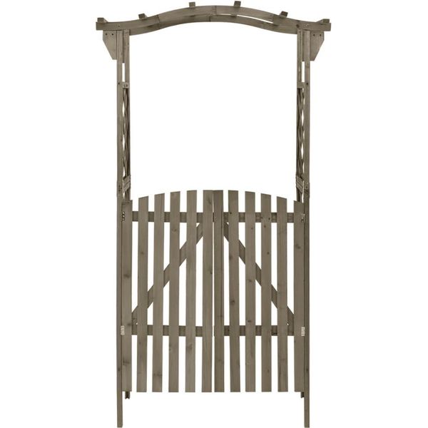 Vidaxl Pergola Con Cancello 116X40X204 Cm Grigio In Legno Di Abete Massiccio-image
