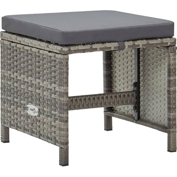 Syfax™ Sgabelli Da Giardino 4 Pz Con Cuscini In Polyrattan Grigio-image