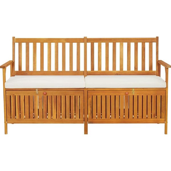 Syfax™ Cassapanca Con Cuscino 148 Cm In Legno Massello Di Acacia-image