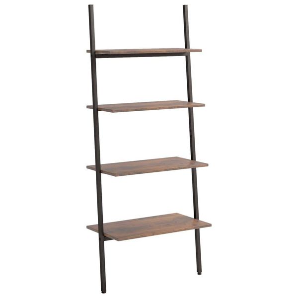 Scaffale A Scala Con 4 Ripiani Marrone Scuro E Nero 64X34X150,5 Cm-image