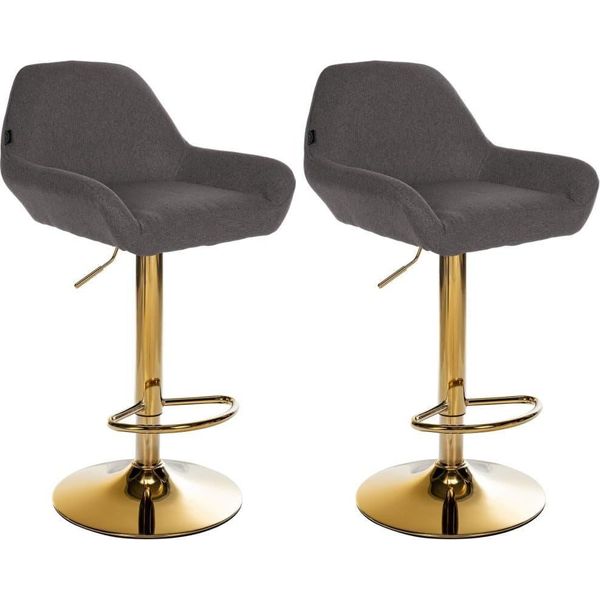 Set Di 2 Sgabelli Da Bar Moderni - Struttura In Oro - Altezza Seduta Regolabile, Girevole A 360°-image