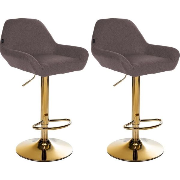 Set Di 2 Sgabelli Da Bar Moderni - Sgabelli Eleganti - Struttura Dorata, Altezza Seduta Regolabile-image