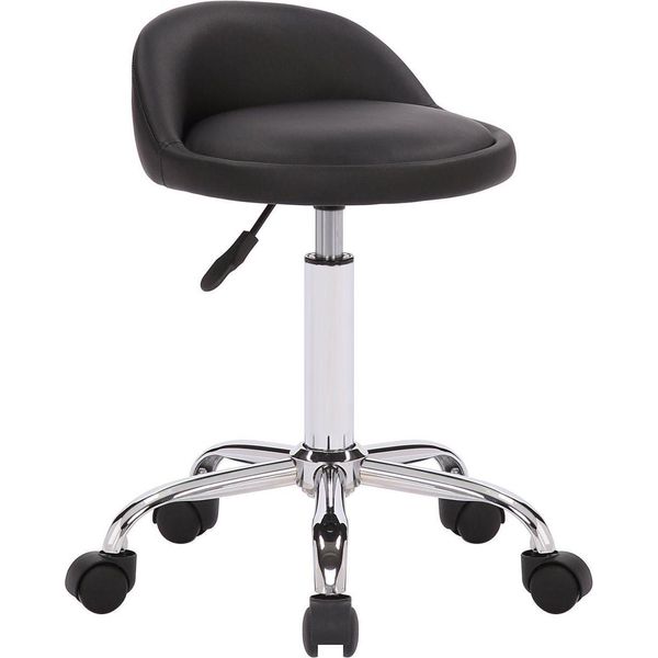 Sgabello Da Lavoro Ergonomico - Sedia Girevole - Comfort Regolabile In Altezza, Ideale Per L'ufficio E Il Salone. Colore: Nero-image