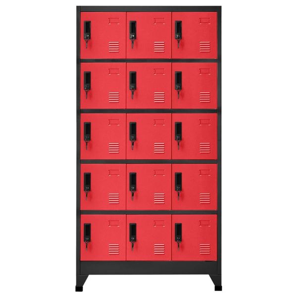 Vidaxl Armadio Spogliatoio Antracite E Rosso 90X40X180 Cm In Acciaio-image