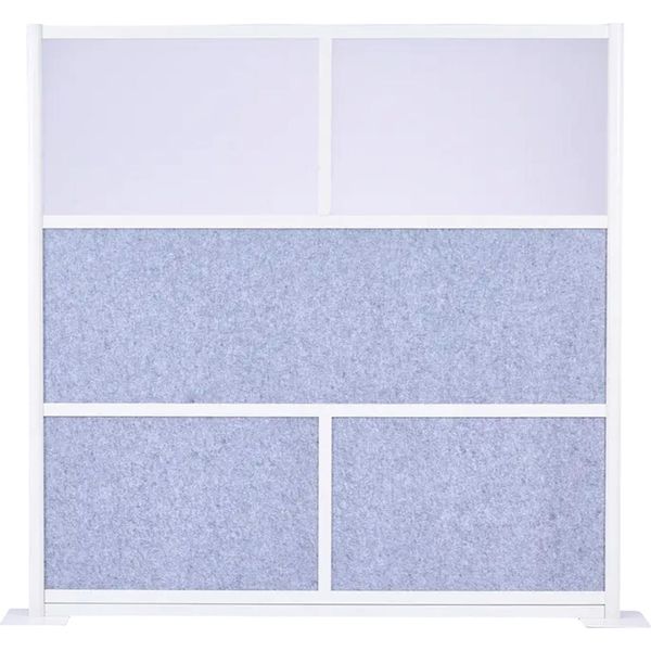 Succebuy Parete Divisoria, Schermo Per La Privacy, 1 Pezzo, 178 X 178 Cm, Parete Divisoria Modulare, Parete Divisoria In Pet Con Finestra In Acrilico, Schermo Indipendente Per Ufficio O Biblioteca-image