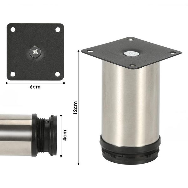Jiubiaz 4X Piedini Per Mobili Piedini Per Mobili In Acciaio Inox Diametro 40 Mm Altezza 120 Mm Nero Altezza Regolabile-image
