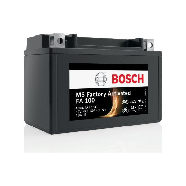 Bosch FA100 - Batteria Agm Per Motocicli - 12V 55A 4Ah - Adatta Per Moto, Motociclette, Enduro, Scooter, Quad, Moto D'acqua - Compatibile M4F17, BB4L--image