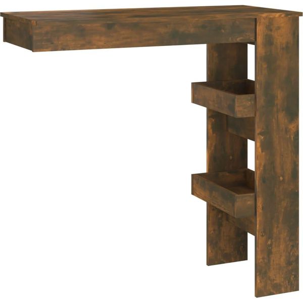 Vidaxl Tavolo Bar A Parete In Rovere Fumé 102X45X103,5 Cm Materiale In Legno-image