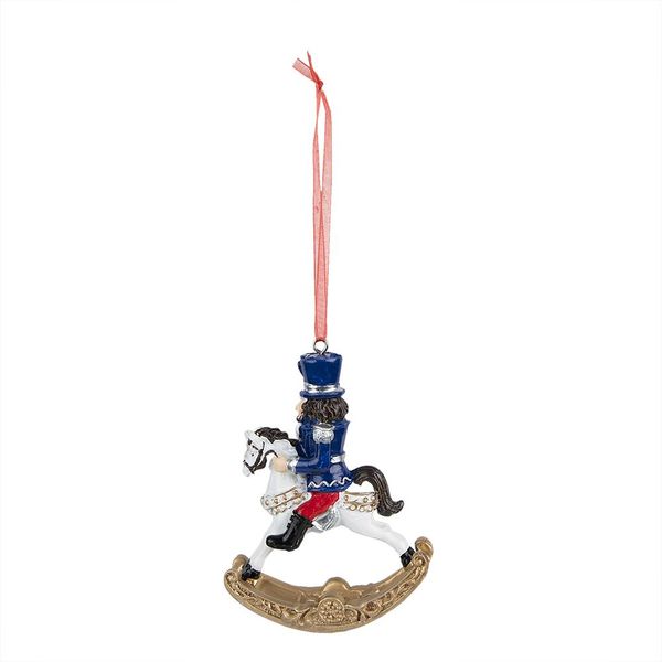 Clayre & Eef Schiaccianoci Pendente Natalizio 10 Cm Plastica Blu-image