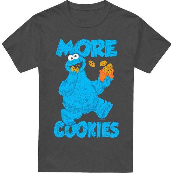 Sesame Street - Maglietta "More Cookies"" Per Uomo/Donna Unisex, Screziata TV27987 (Xxl) (Carbone)"-image